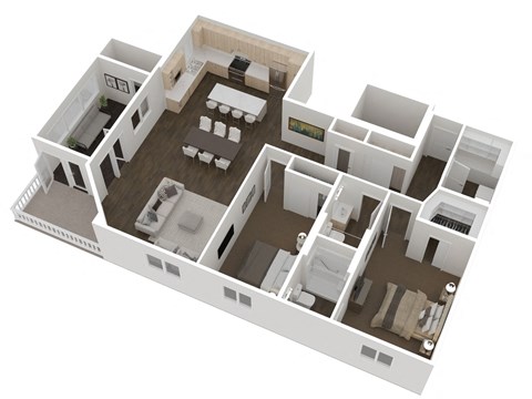 Floor plan for 2 beds, 2 baths, 1675 sqft